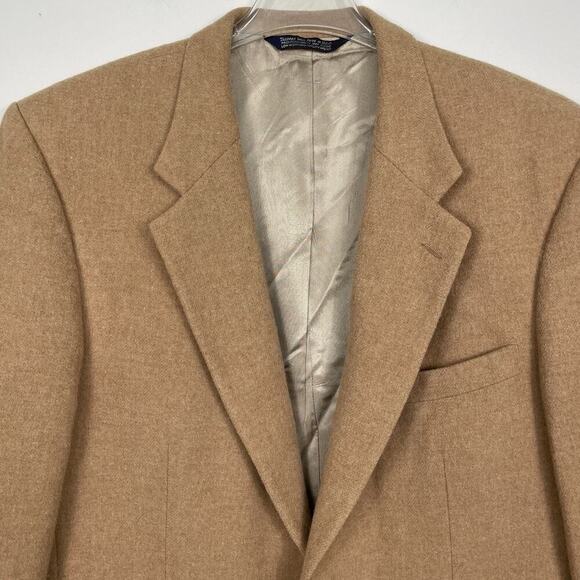 Vtg Lands End Camel Hair Wool Sport Coat Blazer Mens 44L Tan Preppy Business - Picture 4 of 14